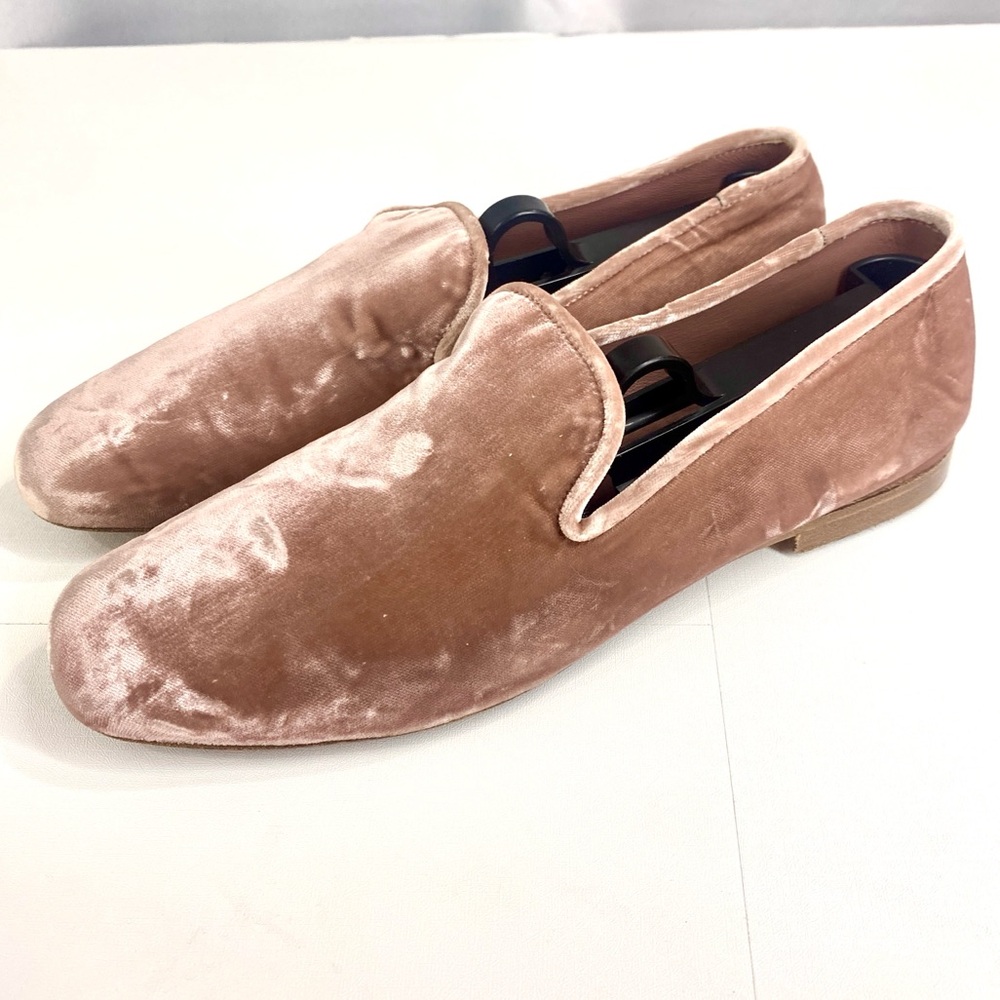 Vince Bray Velvet Smoking Slippers Flats Loafers Blush Pink Shoe size 7M Italy